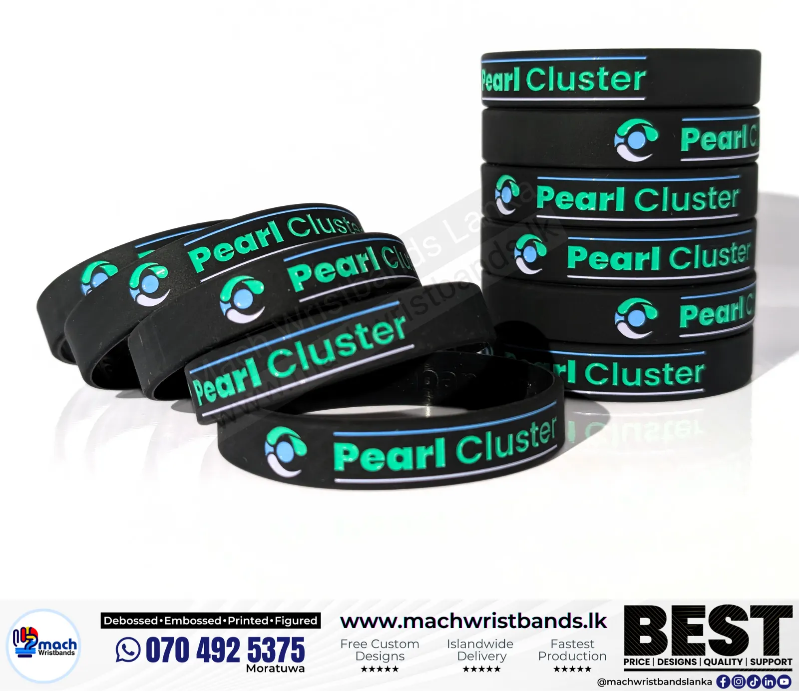 Embossed company handbands Lanka